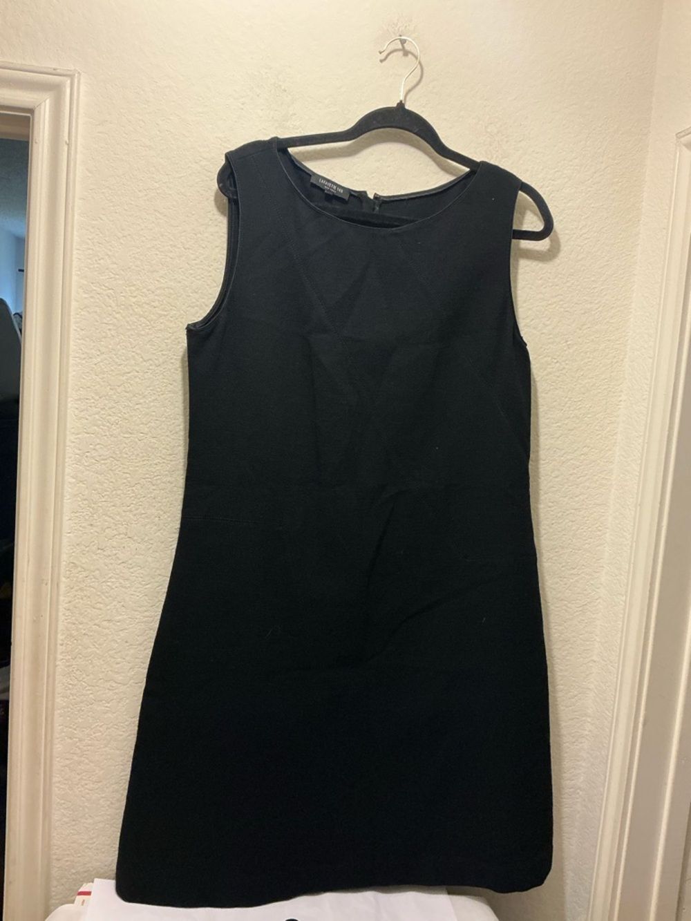 Lafayette 148 New York Black Sleeveless Shift Dress 100% wool size XL